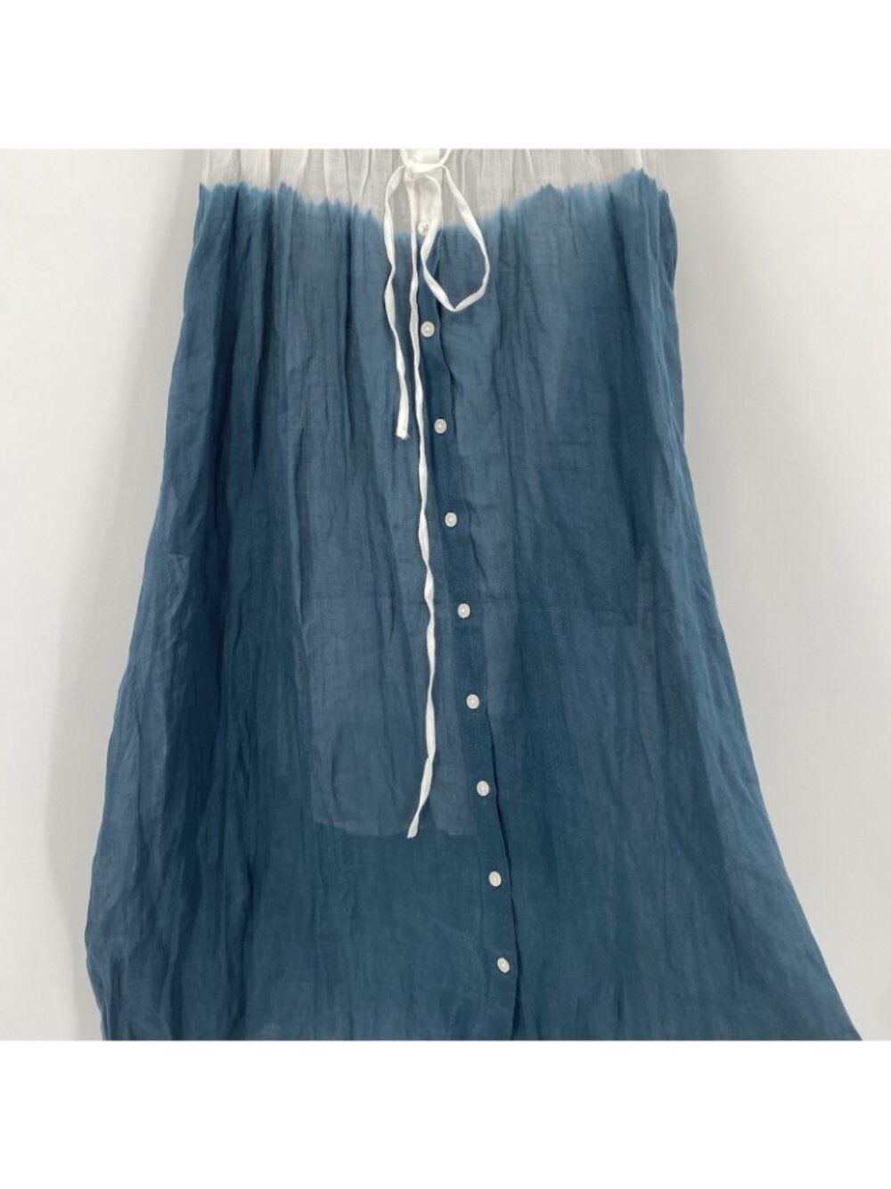 J Crew Size 8P Cerise Shirtdress in Dip-Dyed Ramie Smocked Waist Petite CL088 - Picture 9 of 16
